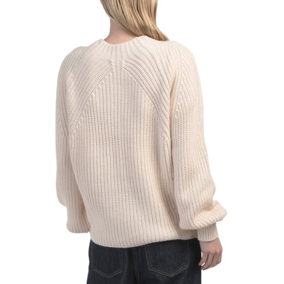 ELAN Off White Crew Neck Ribbed Sweater - Picture 2 of 2